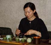 Teetafel der Teekünstlerin Lu Min-Hua